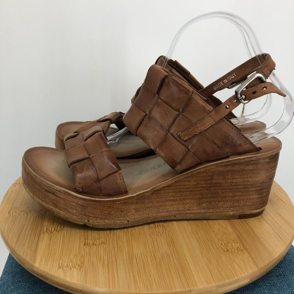 NWT A.S.98 Brown Braided Leather Nasser Platform wedge Slingback sandals 40 - Picture 15 of 16
